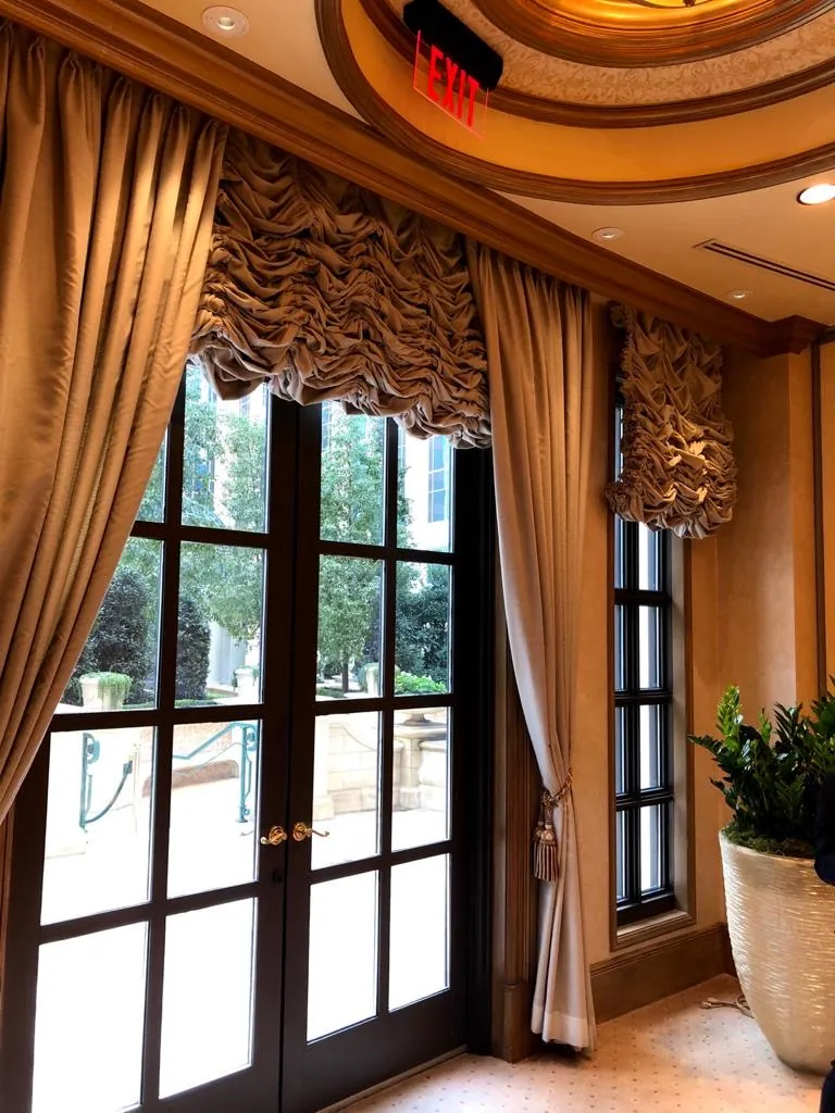 Wynn Design tieback panels with a gathered balloon valance